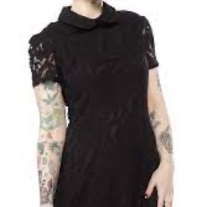 Spin Doctor Rowena Mini Dress Women's XL Black Lace Peter Pan Collar